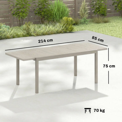 Extendable Outdoor Dining Table, Aluminum, 154-214 cm