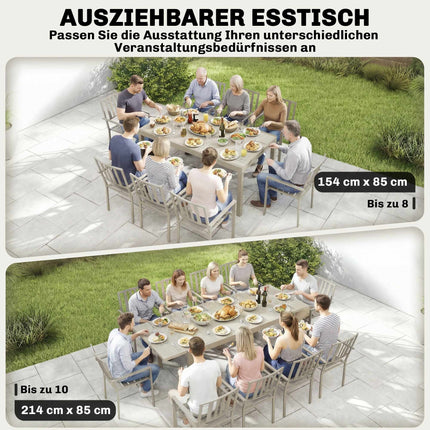 Extendable Outdoor Dining Table, Aluminum, 154-214 cm