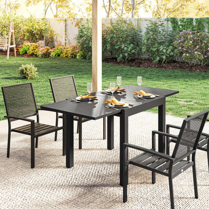 Extendable Patio Table, Aluminum, 80-160 cm, Seats 6