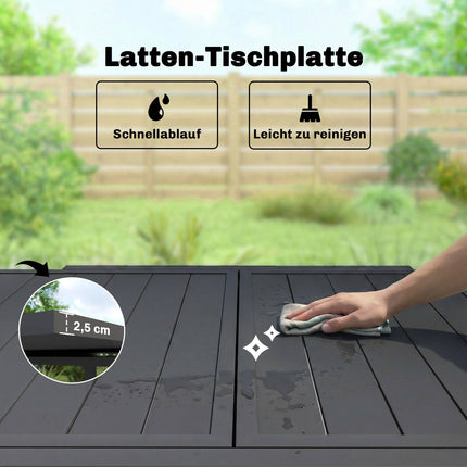 Extendable Patio Table, Aluminum, 80-160 cm, Seats 6
