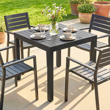 Extendable Patio Table, Aluminum, 80-160 cm, Seats 6