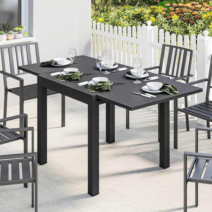 Extendable Patio Table, Aluminum, 80-160 cm, Seats 6