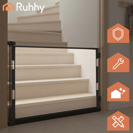 Extendable Safety Gate, Gray, 86-160cm, PVC & Aluminum