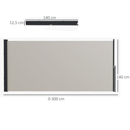 Retractable private awning, 300x140cm, UV and wind protection