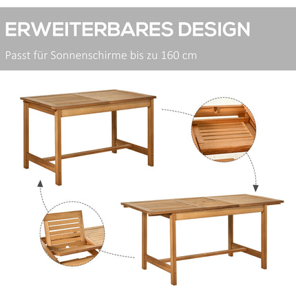 Extendable Weatherproof Spruce Garden Dining Table, Brown