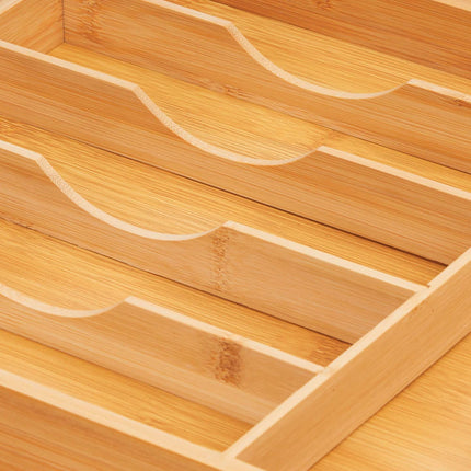 Extendable bamboo cutlery tray