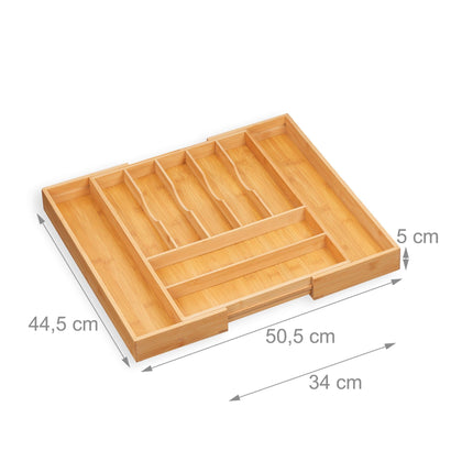 Extendable bamboo cutlery tray