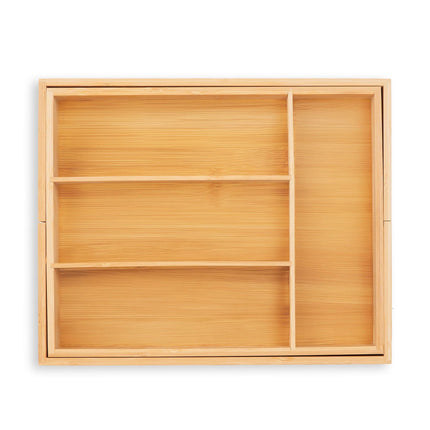 Extendable bamboo cutlery tray