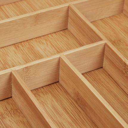 Extendable bamboo cutlery tray