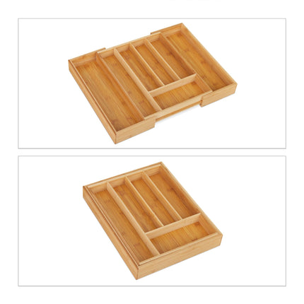 Extendable bamboo cutlery tray