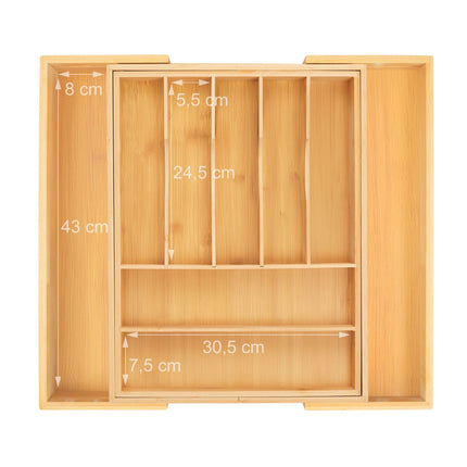 Extendable bamboo cutlery tray