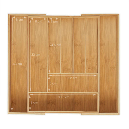 Extendable bamboo cutlery tray
