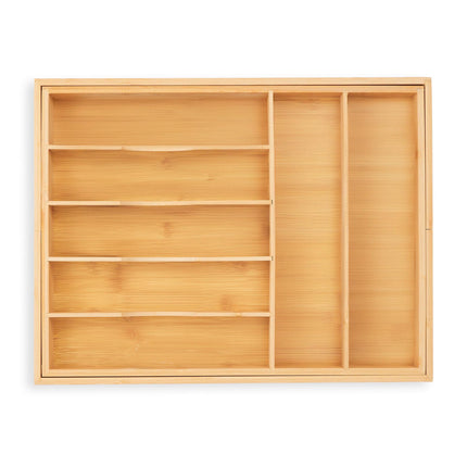 Extendable bamboo cutlery tray