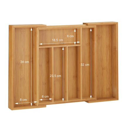 Extendable bamboo cutlery tray