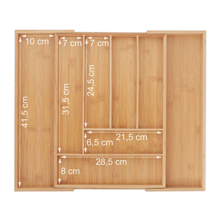 Extendable bamboo cutlery tray
