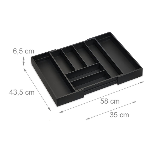 Extendable bamboo cutlery tray