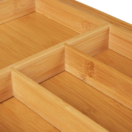 Extendable bamboo cutlery tray