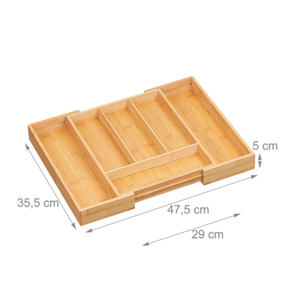 Extendable bamboo cutlery tray