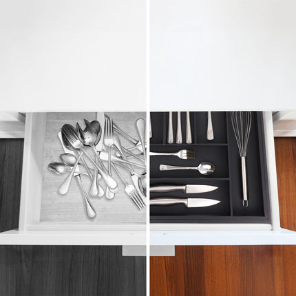 Extendable bamboo cutlery tray