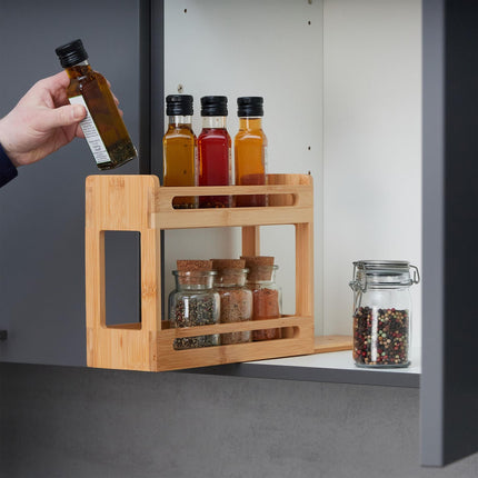 Extendable bamboo spice rack