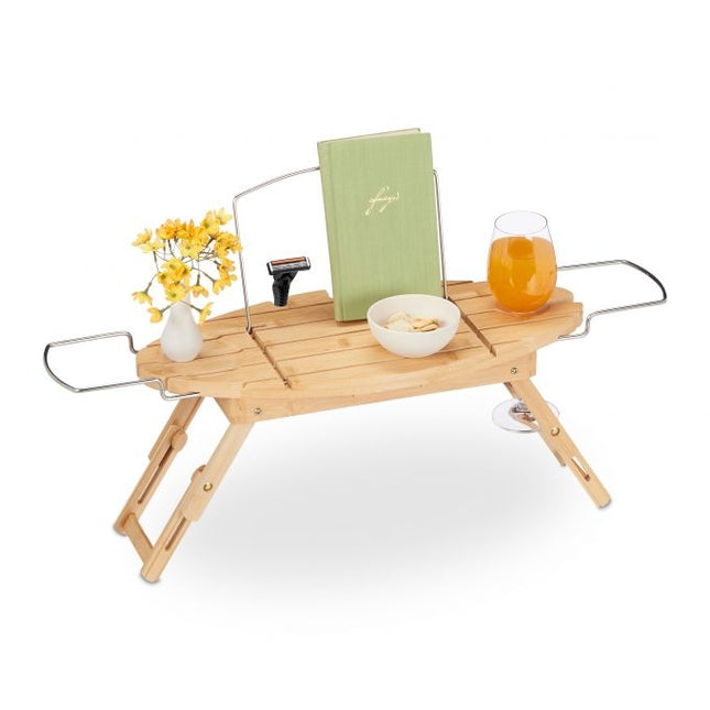 Extendable bath shelf in bamboo