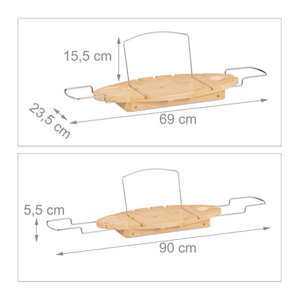 Extendable bath shelf in bamboo