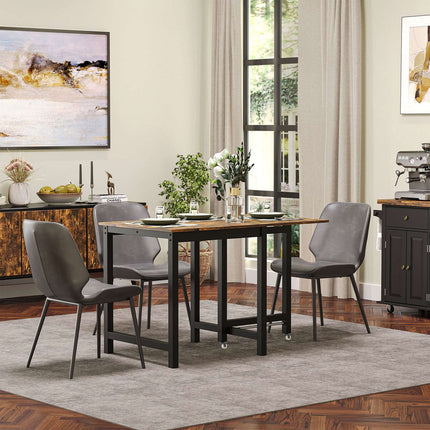 Folding metal dining table w/ wheels, 118x70x76.5cm, Brown