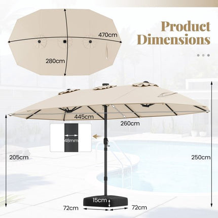 Extra-Large Patio Umbrella with Solar LED Lights, Beige