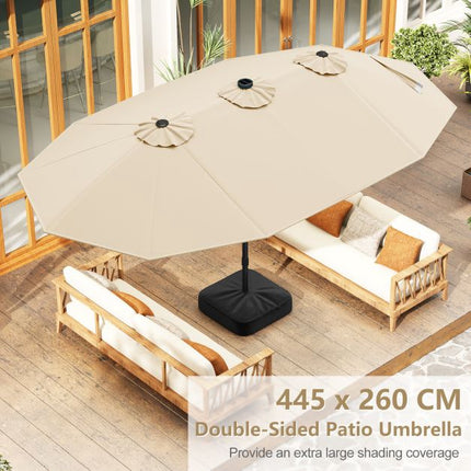Extra-Large Patio Umbrella with Solar LED Lights, Beige