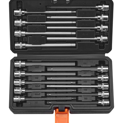 Extra Long Allen Hex Bit Socket Set, 18-Piece, 3/8 in, SAE-Metric