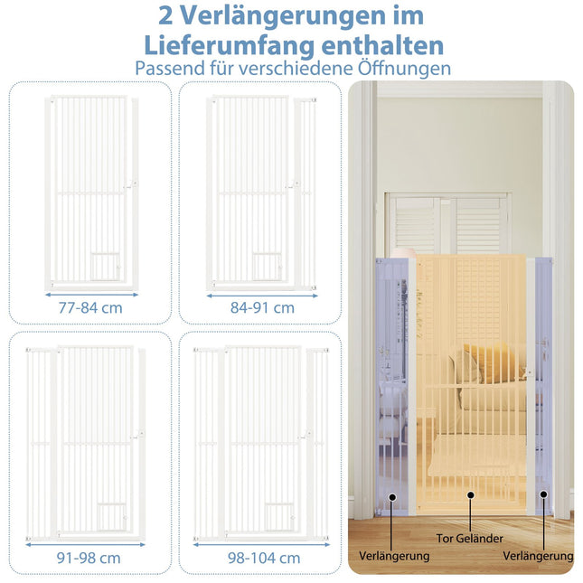 Extra Tall Pet Gate, Metal, 77-104cm Wide, 150cm High
