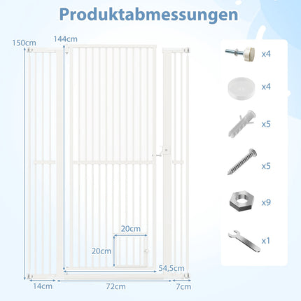 Extra Tall Pet Gate, Metal, 77-104cm Wide, 150cm High