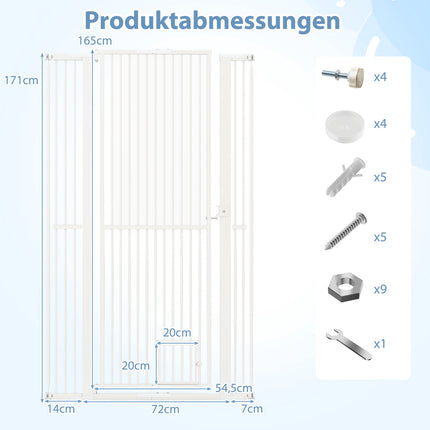 Extra Tall Pet Gate, Metal, 77-104 cm Wide, 171 cm High