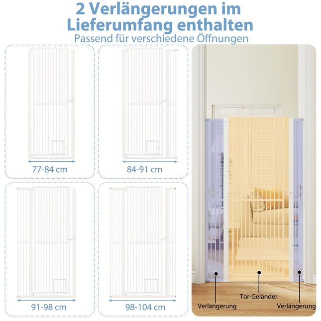 Extra Tall Pet Gate, Metal, 77-104 cm Wide, 171 cm High