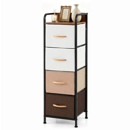 Fabric Chest of Drawers with Metal Frame & Wood Handles