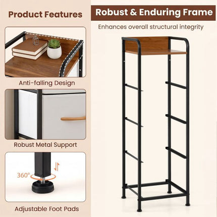 Fabric Chest of Drawers with Metal Frame & Wood Handles