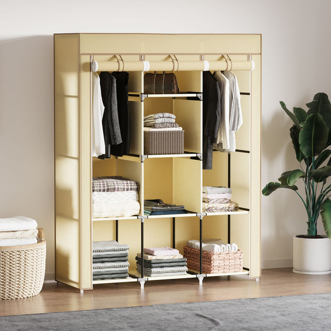 Beige Fabric wardrobe, 8 levels, folding cabinet