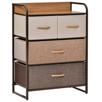 Fabric Dresser with 4 Drawers, Metal Frame – Multicolor