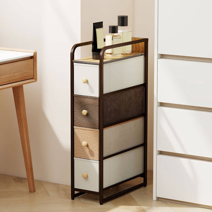 Fabric Dresser with 4 Drawers, Steel Frame, 20x47x84.5 cm