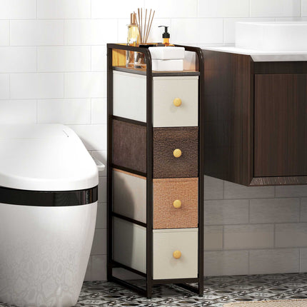 Fabric Dresser with 4 Drawers, Steel Frame, 20x47x84.5 cm