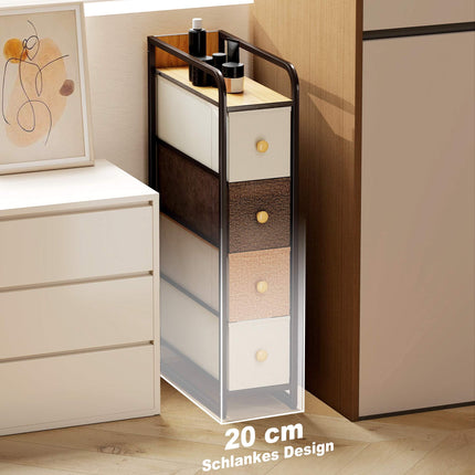 Fabric Dresser with 4 Drawers, Steel Frame, 20x47x84.5 cm