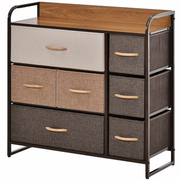 Fabric Dresser with 7 Drawers and Metal Frame, 80x29x78.5 cm