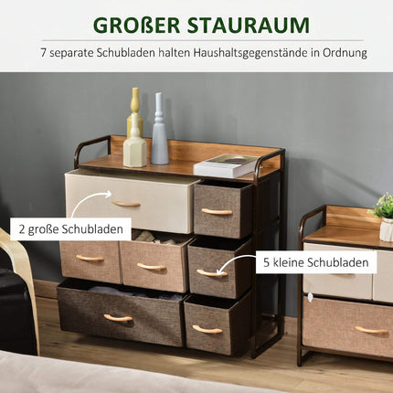 Fabric Dresser with 7 Drawers and Metal Frame, 80x29x78.5 cm