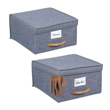 Fabric Storage Boxes with Lids, Set of 2, Foldable