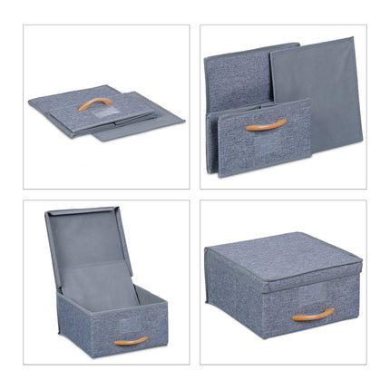 Fabric Storage Boxes with Lids, Set of 2, Foldable