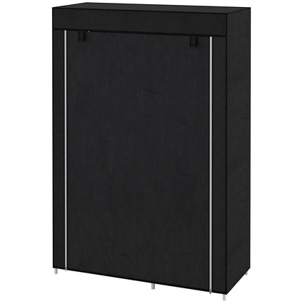 Fabric folding wardrobe, 6 compartments, black, 103x43x162.5 cm