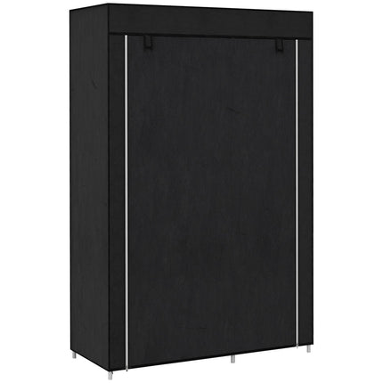 Fabric folding wardrobe, 6 compartments, black, 103x43x162.5 cm