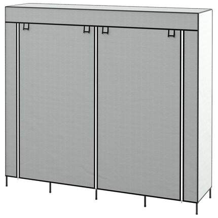 Dark gray fabric wardrobe with rail, 10 shelves, 4 drawers
