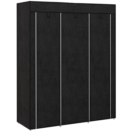 Fabric wardrobe with clothes rail, 8 shelves, light grey, space-saving