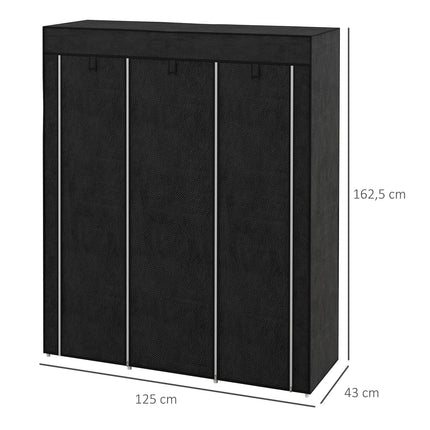 Fabric wardrobe with clothes rail, 8 shelves, light grey, space-saving